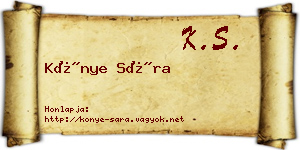 Könye Sára névjegykártya